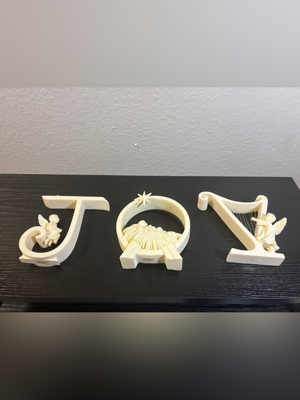 Roman Three-piece "JOY" Figurine
Nativity Set Jesus Manger Shelf
Sitters Xmas